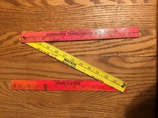 Vtg. Makin's School & Institutional Equipment Folding Wood Tri-color Yardstick !