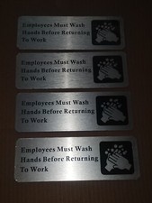 EMPLOYEES MUST WASH HANDS BEFORE RETURNING TO WORK SIGN Aluminum Pack Of 4
