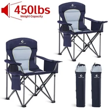 2Pack Camping Chair Heavy Duty Oversized Portable Folding Chair with Cup Holder