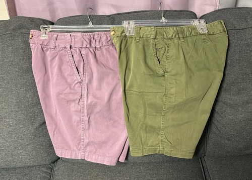 2 Pairs: COLDWATER CREEK High Rise Shorts Green Purple Adjustable Waist Size 8 - Picture 5 of 11