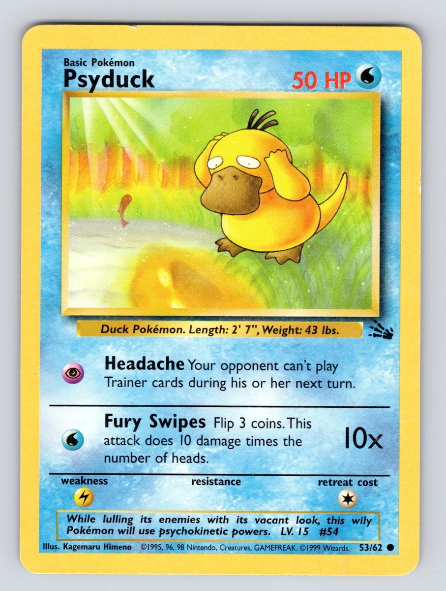【ARS AU 真贋鑑定】英語版コダック Psyduck 53/62 LP Psyduck 53/62 Fossil Regular Common Pokemon Card | eBay