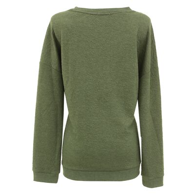CECIL Damen langarm Pullover Pulli Shirt Rundhals olive grün 28344
