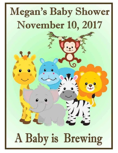 15 JUNGLE ZOO SAFARI BABY SHOWER TEA BAG LABELS - PERSONALIZED - Picture 3 of 5