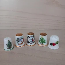 Vintage Christmas Thimbles x 5-1 x Coalport 1x Spode