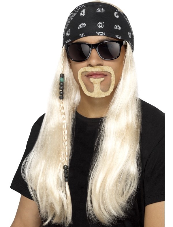 90s 1990s 90's Uomo Rocker Parrucca per Costume Kit Hogan Set Nuovo Da Smiffys