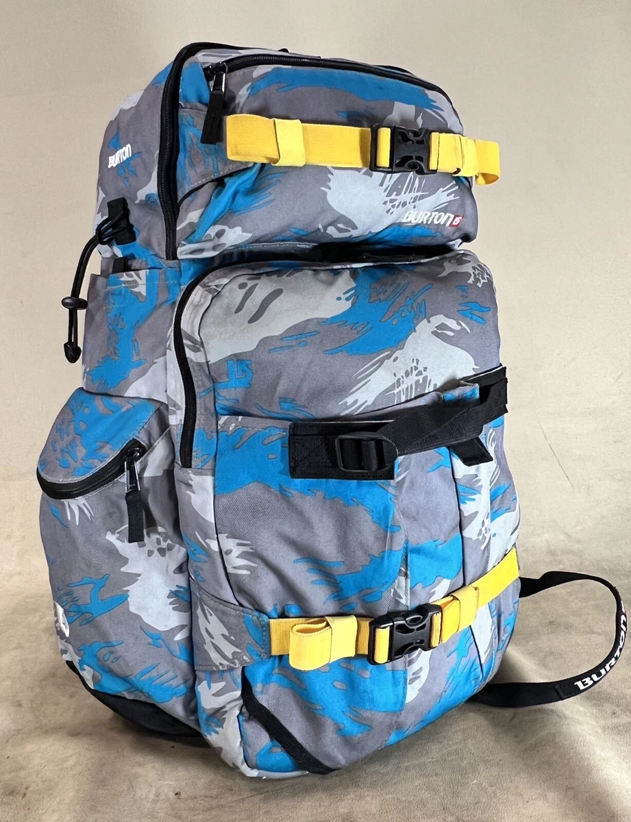 Burton Blue Camo Backpack Padded camera Backpack Snowboard Hiking Camping