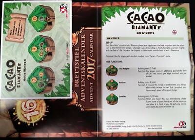 2017 ADVENT Calendar Promo 16 CACAO DIAMANTE NEW HUTS Brettspiel Game