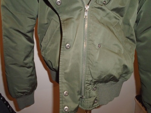 Theory Down Puffer Real Fur Hood Jacket Winter Coat Short, SMALL, Dark Green - Picture 4 of 19