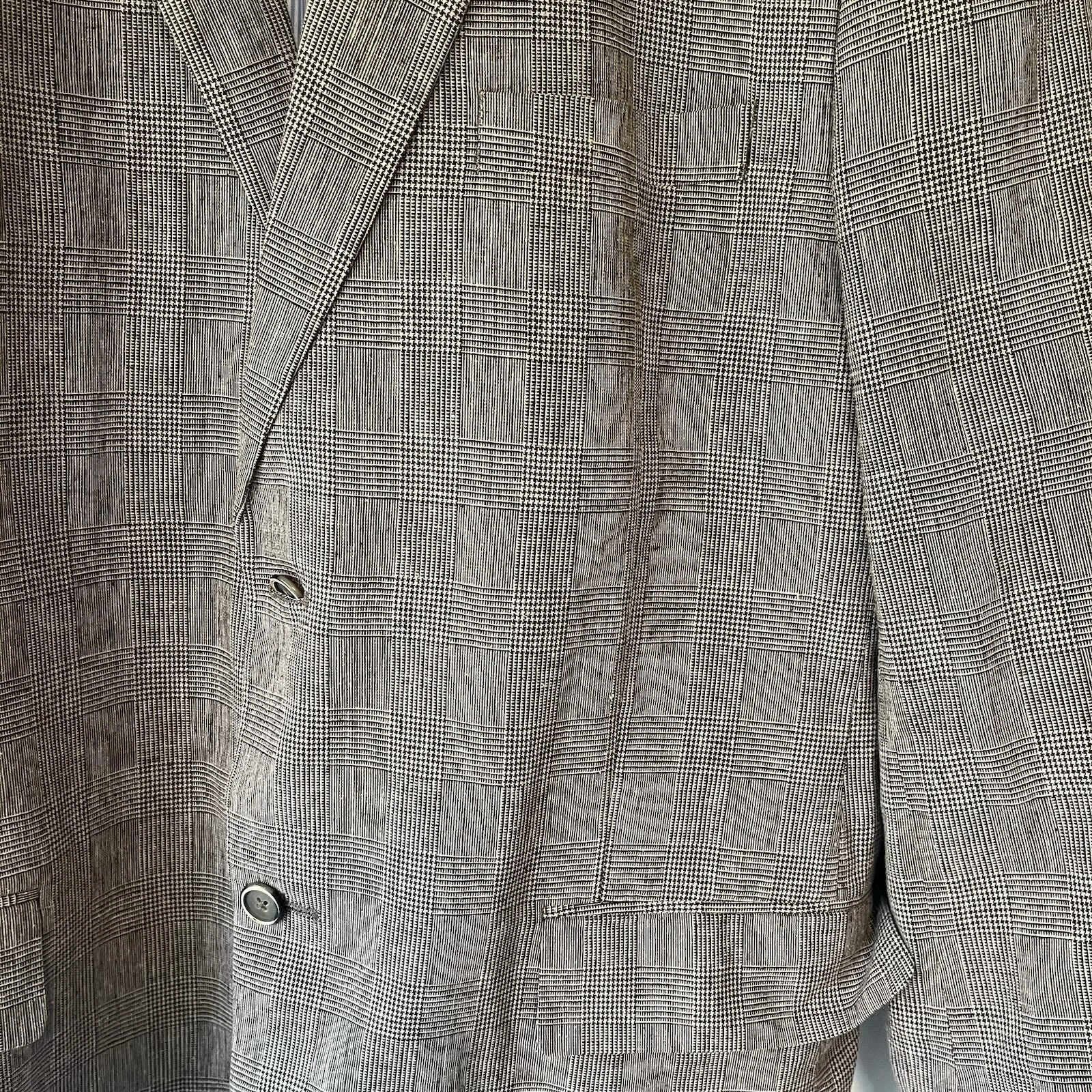 Tasso Elba Blazer Linen Cotton Blend Island Wear Large 42-44 Glen Plaid Grey image 3