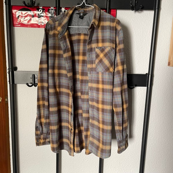 Volcom Long Sleeve Blue/Brown Shirt EU XL Modern Fit