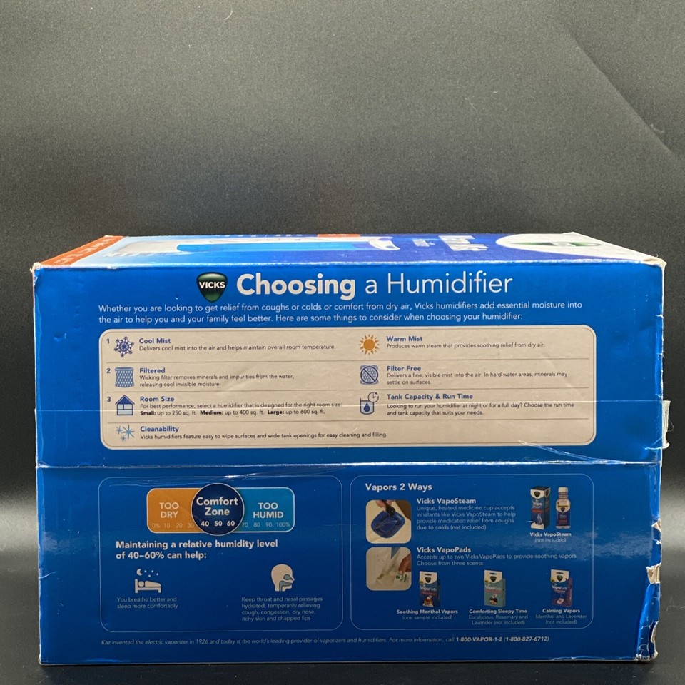 Vicks VWM845 Warm Mist Humidifier VapoSteam Cough + Congestion 1.0