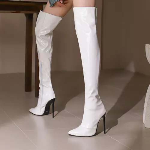 Women Zip Thigh High Over Knee Boots Pointy Toe Stiletto High Heels Party Shoes - Picture 10 of 31