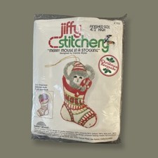 1978 Jiffy Stitchery  Merry Mouse In A Stocking  Ornament Kit