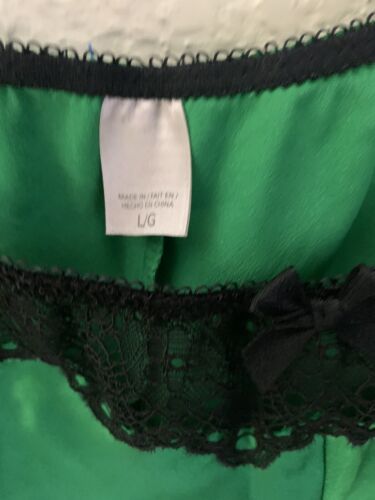 Victoria's Secret Kelly Green Black Lace Pajama Set Cami & Shorts Sz Lrg Y2K - Picture 5 of 16