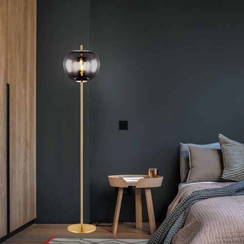 Piantana Ottone Vetro Fumé Trittschalter H 160cm Big Luce - Foto 5 di 11