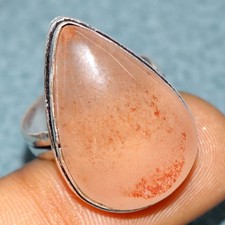925 Silver Plated Orange Aventurine Ring US 9 Royal Look Jewelry Trendy JW