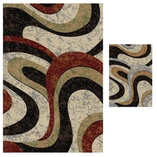Soho Area Rug with Modern Abstract Wavy Motion Rugs Jute Backing