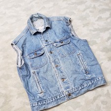 VTG Levi's Vest Mens Medium Blue Trucker Biker Denim Medium Wash 80s