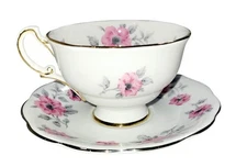 Royal Standard Teacup and Saucer Hand Painted Roses Gold Trim Bone China England
