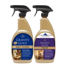 Granite Gold Daily Cleaner 32oz & Polish Spray 24oz for Granite, Marble, Quar...