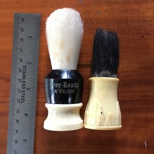 Lot 2 Vintage Shaving Brushes Ever-Ready Nylon Strong Set Made in USA