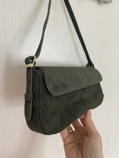 Handtasche Schultertasche,Echtes Wildleder, Neu, dunkelgrün,east/west, Baguette