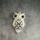 Silver Tone Owl Charm Pendant Multicolor Round Pavé Rhinestones — photo 2