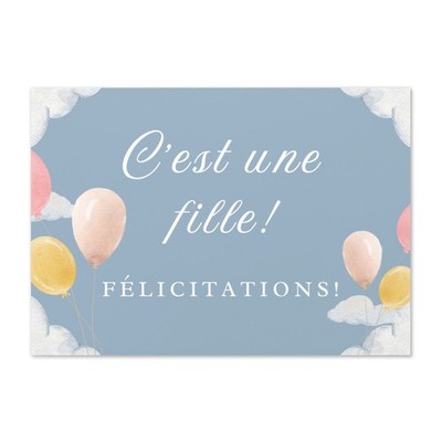 C'est une fille! (Its a girl) French greeting card, blank interior