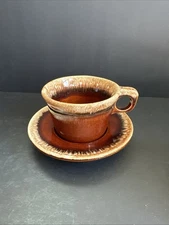 Hull Pottery Brown Drip Glaze Crestone Coffee Tea Cup & Saucer Vintage USA