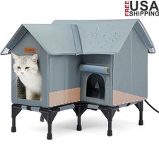 Outdoor Insulated Cat House Waterproof Thermal Support Escape Door Easy Clean US
