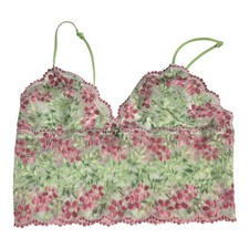 Vintage Y2K Victoria Secret Floral Lace Bralette Cami Top Pink Green Size Large