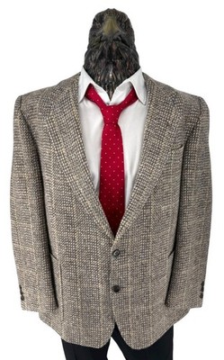 Roy Robson Men Vintage Tweed Wool Blazer Beige Brown EU52 DE52 US42