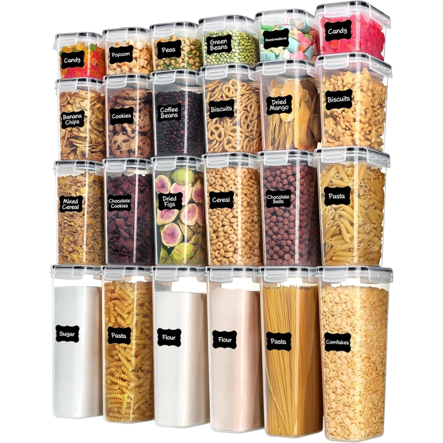 Food Storage Containers Set with Lids 24pcs Airtight Plastic Kitchen Organiza...