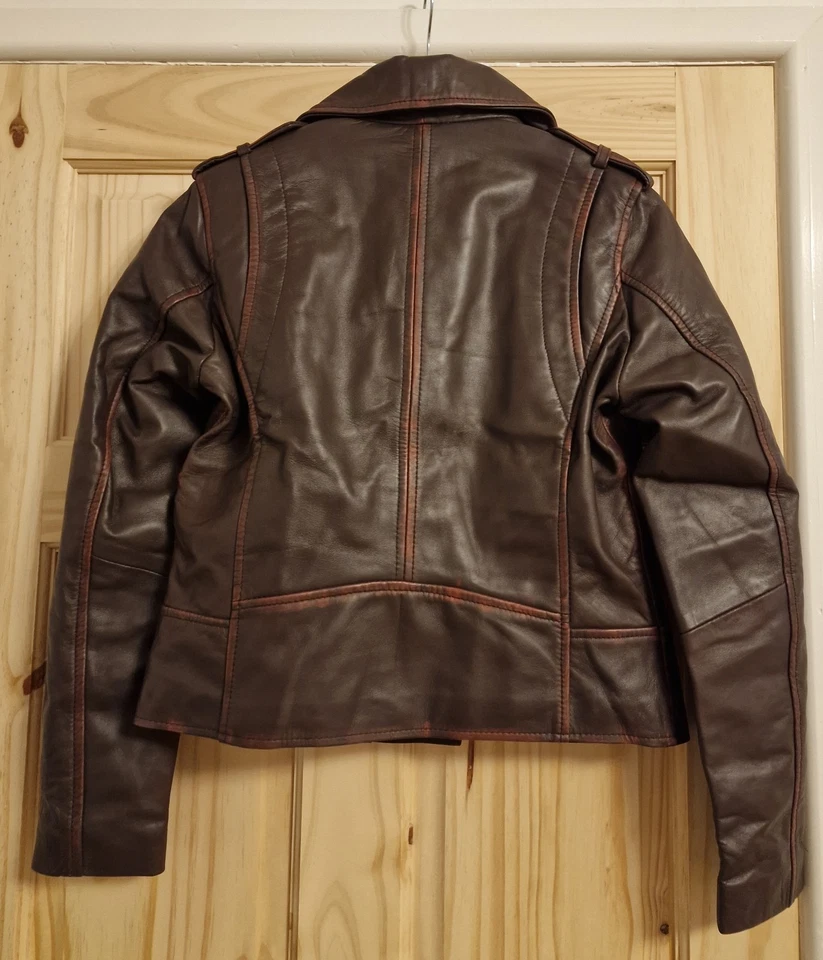 BNWT KIRSTEN  RUBOFF LADIES SOFT REAL LEATHER JACKET, PURPLE BROWN,  SIZE S - Image 2 of 4