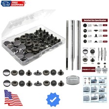 12 Set Leather Snap Fasteners Kit, 15mm Metal Snap Buttons Kit Press Studs wi...