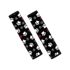 2 PCs Seatbelt Shoulder Strap Cover for Kids Adults,Soft White Dog Paw Print