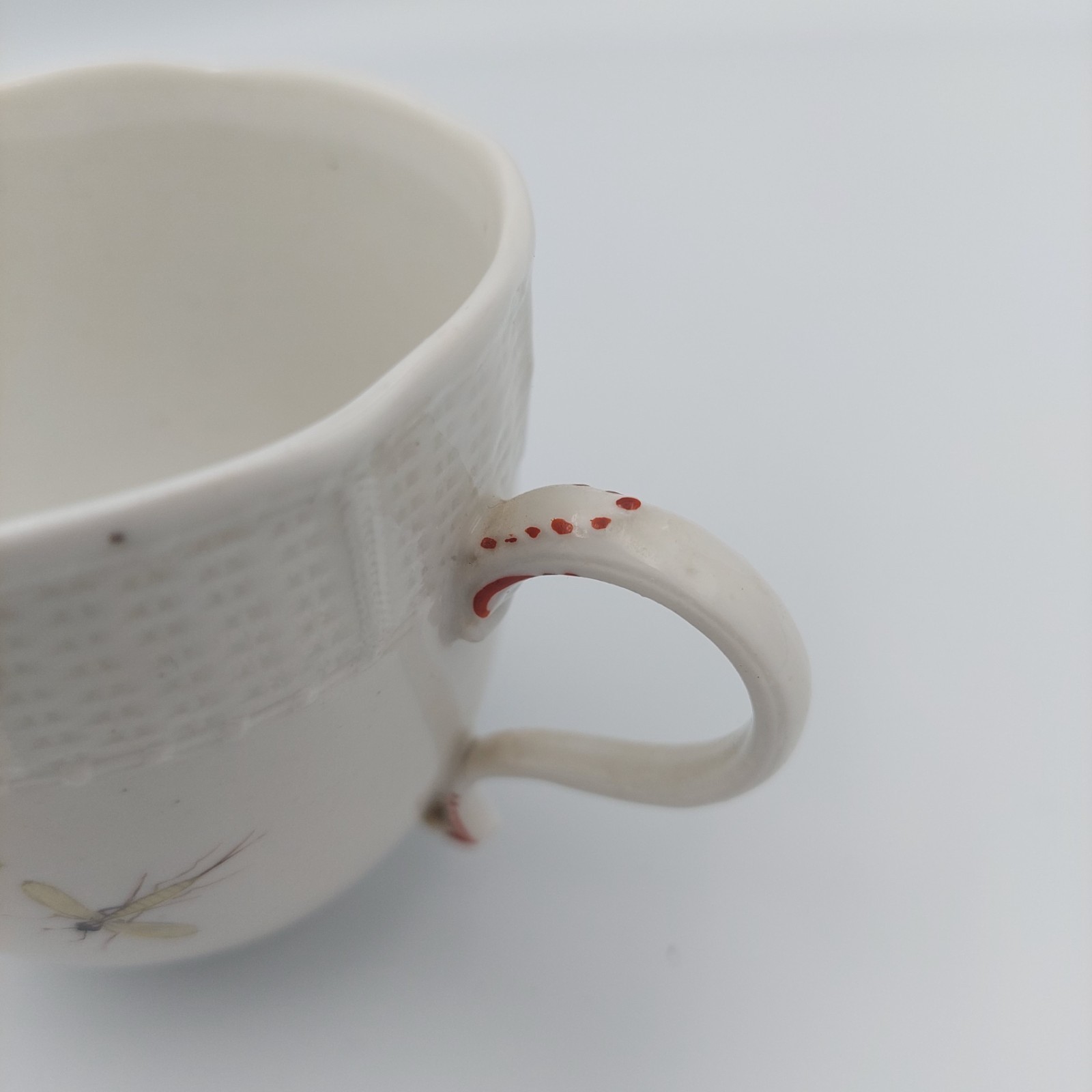 Antique 18 Century Ludwigsburg Birds Insects Tea Cup & Saucer Porcelain STUNNING