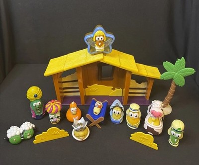 Vintage 2004 Veggie Tales Nativity Set Christmas Lights Musical