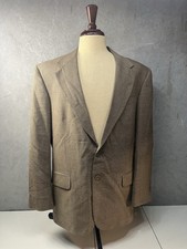 Oscar De La Renta 100 Wool Blazer 42R Beige Tan Gold Office Career Mens