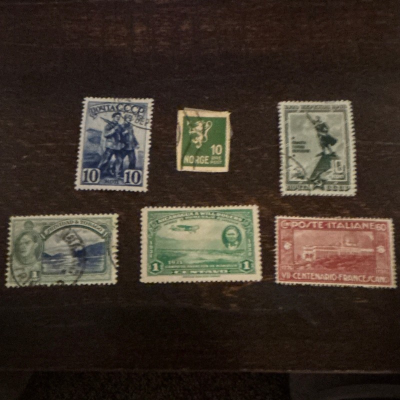 Italy Used Postage Stamps Lot of 6 Off Paper Historical Figures Handstamped