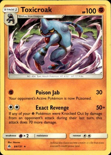 Pokemon Toxicroak SM - Forbidden Light 64/131 Light Play LP+ or Better