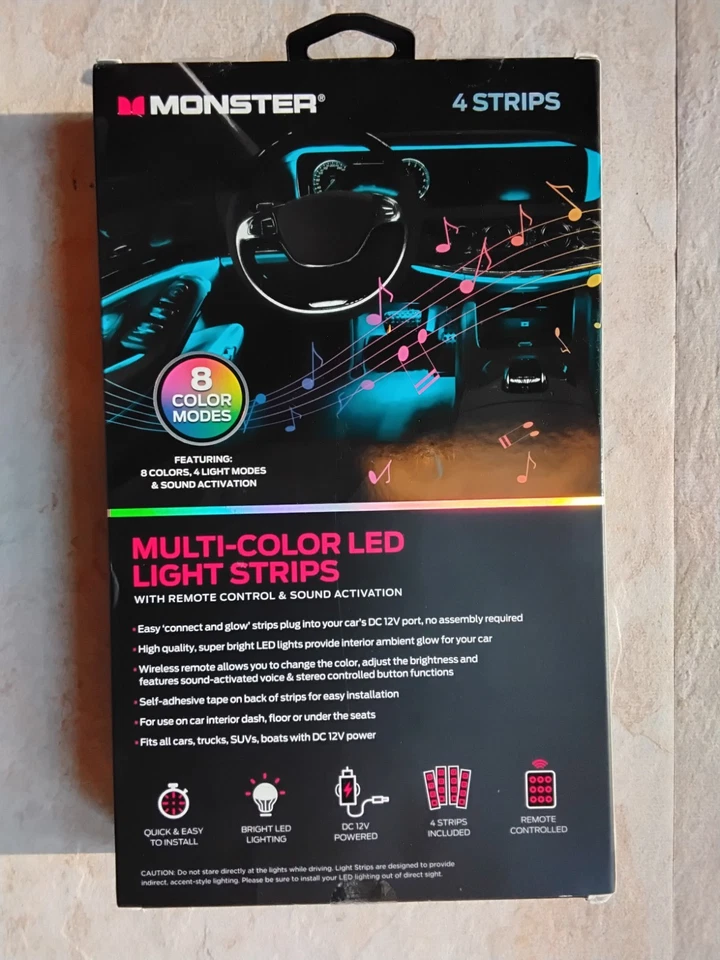 Tiras de luz LED multicolor Monster - Nuevo en caja - con control remoto - Hogar, automático Foto 2 de 2