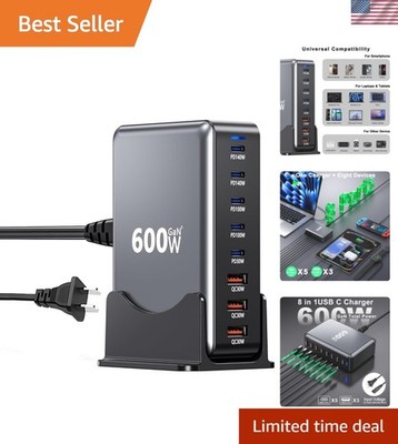 600W USB Charging Station,8-in-1 Multiple USB C Charger Block,Dual PD 140W La...