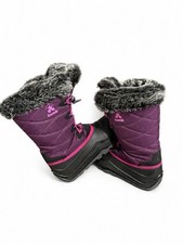 Kamik Girls Purple Quilted Waterproof Snow Boots Fur Trim Size 6 Mid-Calf