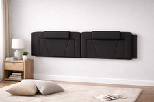 Kopfteil Kissen 200 cm Kunstleder Schwarz Bett Kopfteil Wandpolster Viana
