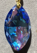 Swarovski 8745‑38 Medium Sapphire AB Cats Eye Prism Pendant Suncatcher 1.5" Gold