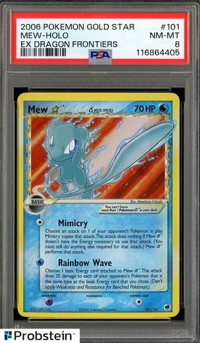 2006 Pokemon Gold Star Ex Dragon Frontiers #101 Mew Holo PSA 8 NM-MT
