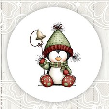 Whimsy Christmas Penguin Stickers Round Matte Labels Seals