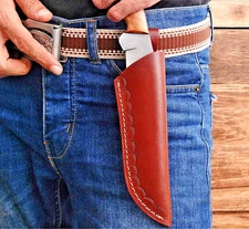 GENUINE LEATHER ENGRAVED CUSTOM HANDMADE SHEATH FOR FIXED BLADE KNIFE  1303