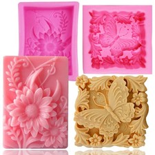 Silicone Soap Molds, AIDOIT 2 Pack Butterfly Flower Soap Molds 3D Floral Silicon